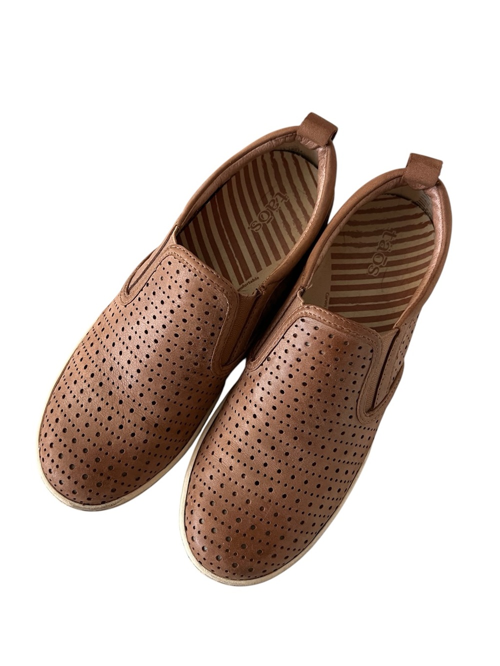 Taos Footwear Women's Perforated Slip-On Loafers - Cognac